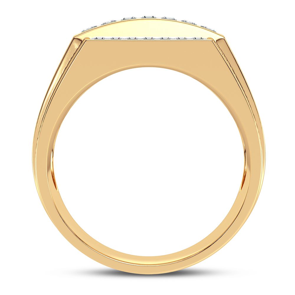 Bold 14K Yellow Gold 1CT Lab Diamond Mens Ring