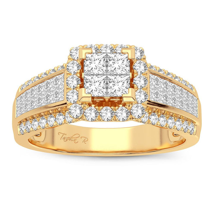 Sparkling 10K Yellow Gold Lab Diamond Engagement Ring (0.93CT)