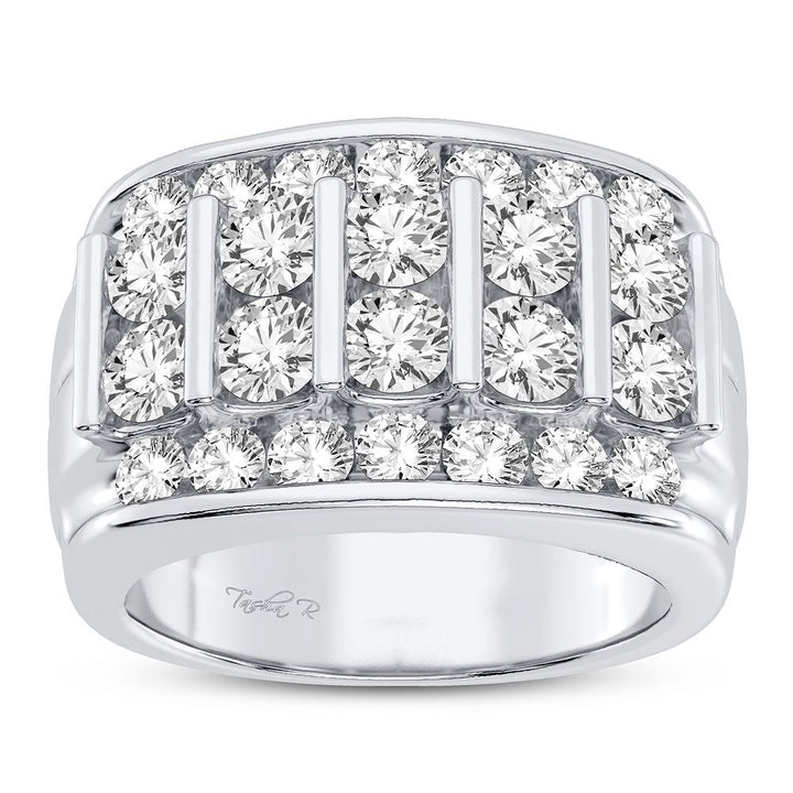 14K White Gold Mens Lab Diamond Statement Ring
