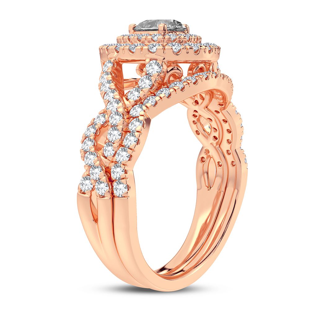 Romantic 14k Rose Gold Lab Diamond Engagement Ring (1.03CT)