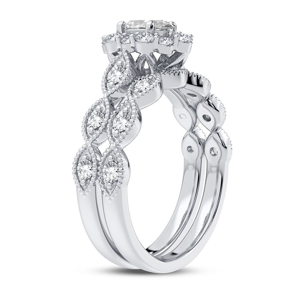 Brilliant 14k White Gold 1CT Lab Diamond Bridal Ring