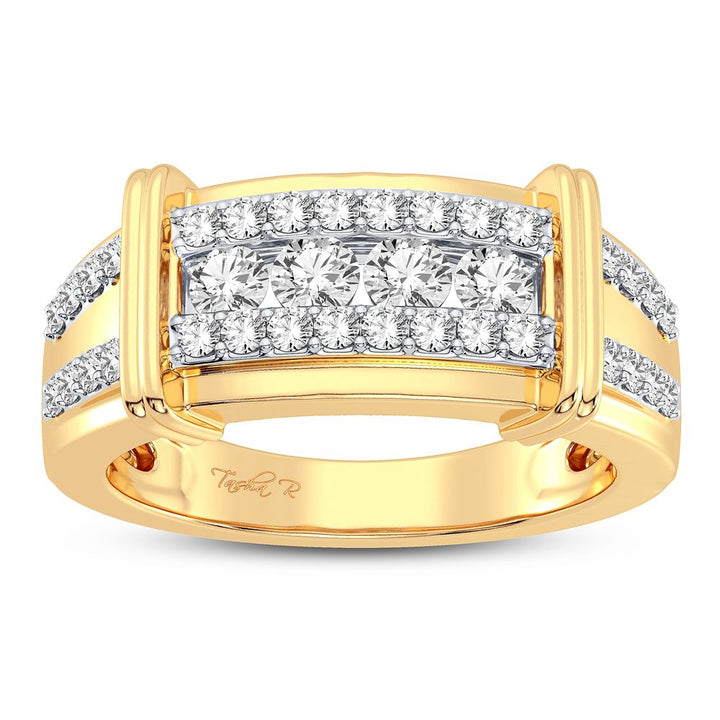 14K Two-Tone Lab Diamond Mens Signature Ring 1CT