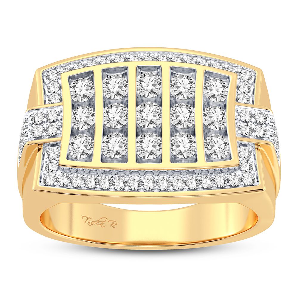 14K Yellow Gold Mens Lab Diamond Statement Ring