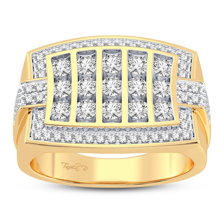 14K Yellow Gold Mens Lab Diamond Statement Ring