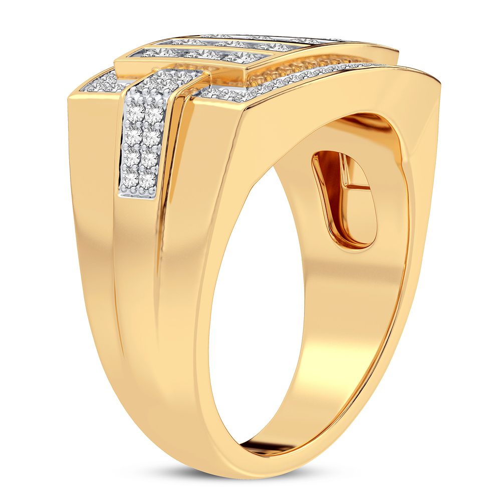 14K Yellow Gold Mens Lab Diamond Statement Ring