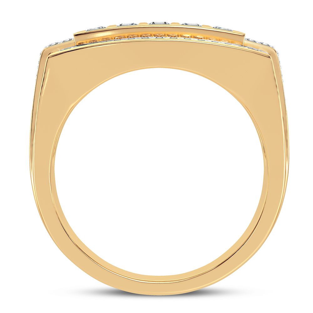 14K Yellow Gold Mens Lab Diamond Statement Ring