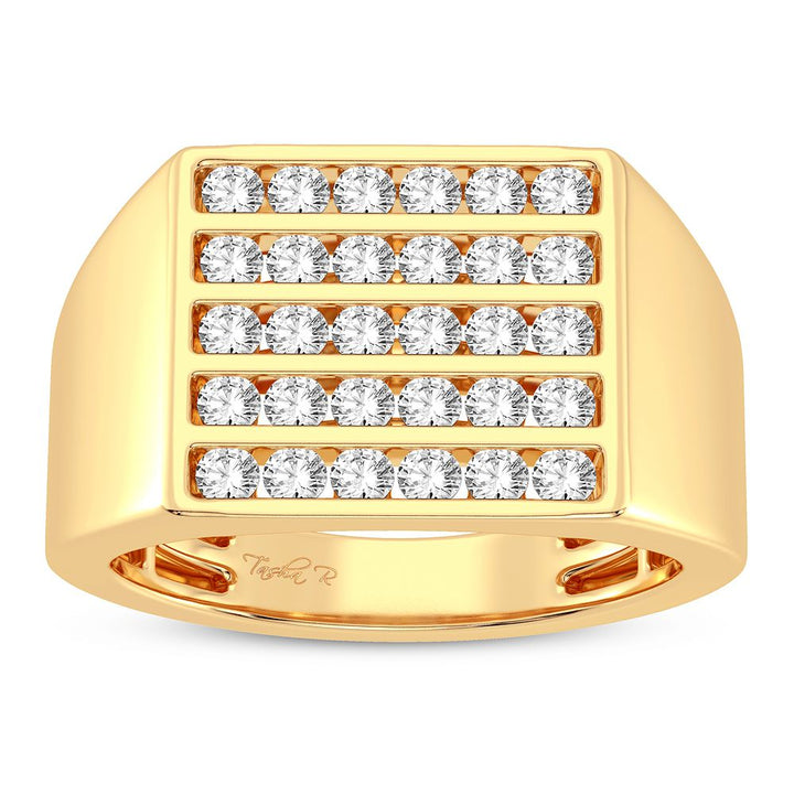Bold 14K Yellow Gold 1CT Lab Diamond Mens Band