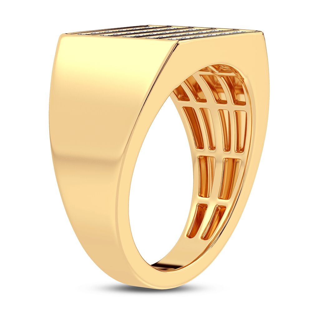 Bold 14K Yellow Gold 1CT Lab Diamond Mens Band