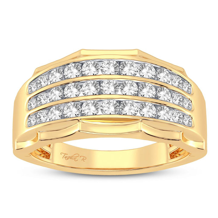Bold 14K Yellow Gold 1CT Lab Diamond Mens Ring
