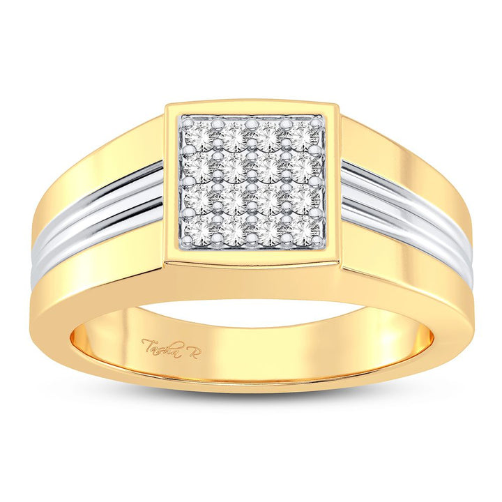 14K Yellow Gold Mens Lab Diamond Statement Ring