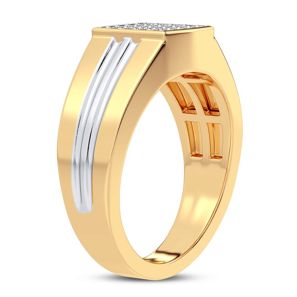 14K Yellow Gold Mens Lab Diamond Statement Ring
