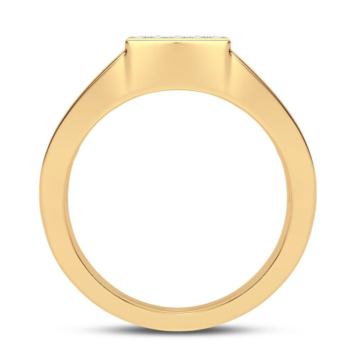 14K Yellow Gold Mens Lab Diamond Statement Ring