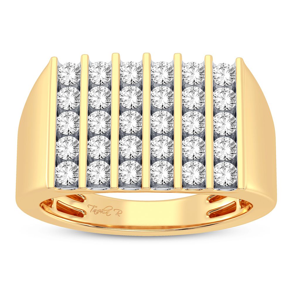 Bold 14K Yellow Gold 1CT Lab Diamond Mens Band