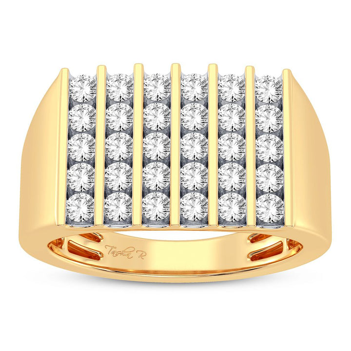 Bold 14K Yellow Gold 1CT Lab Diamond Mens Band