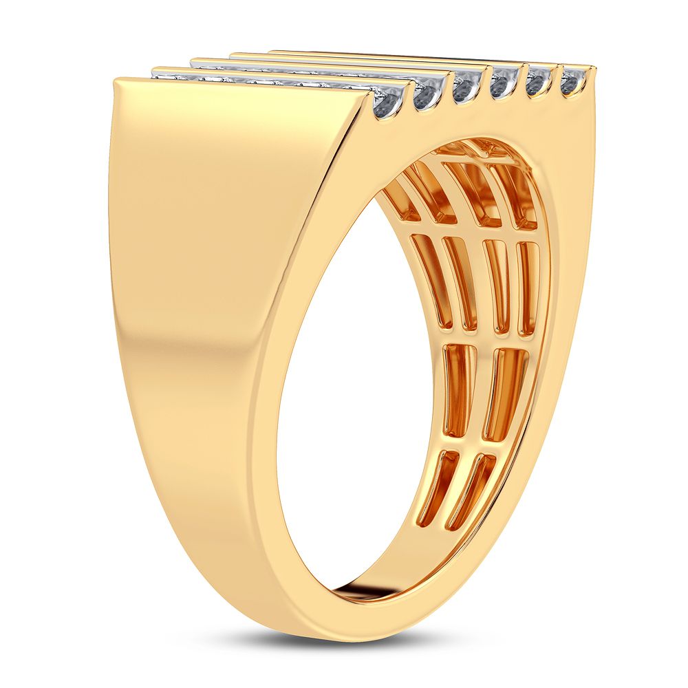 Bold 14K Yellow Gold 1CT Lab Diamond Mens Band