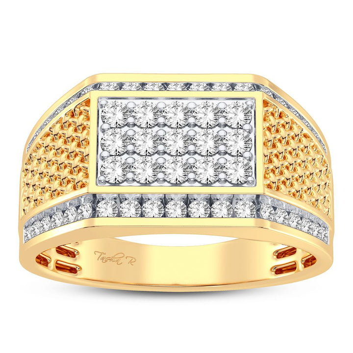 14K Yellow Gold 1CT Lab Diamond Mens Luxury Ring