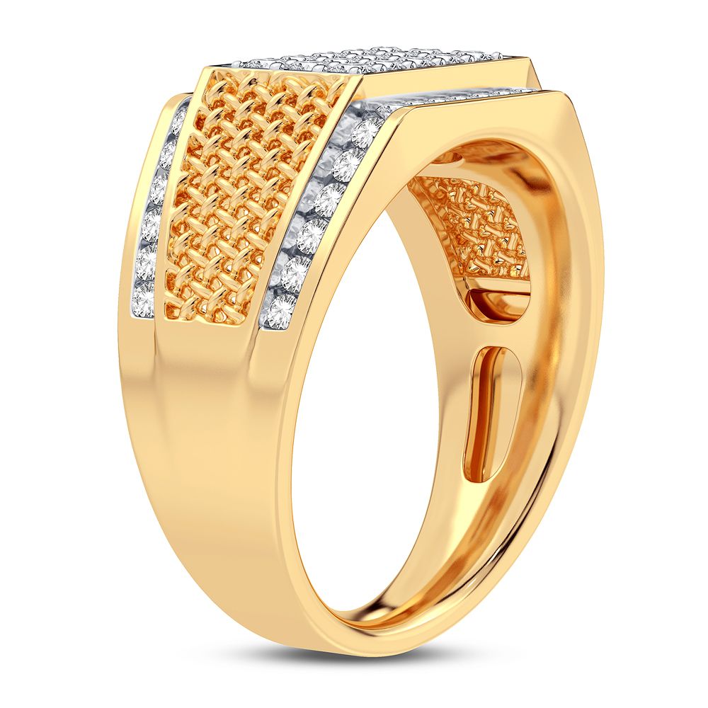 14K Yellow Gold 1CT Lab Diamond Mens Luxury Ring