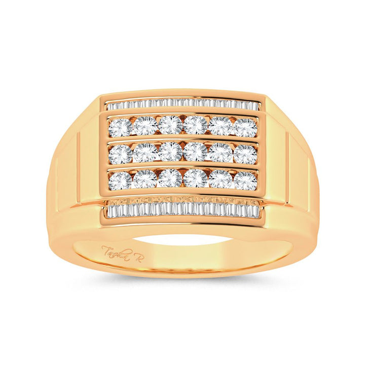 14K Yellow Gold 0.85ct Lab Diamond Mens Wedding Band