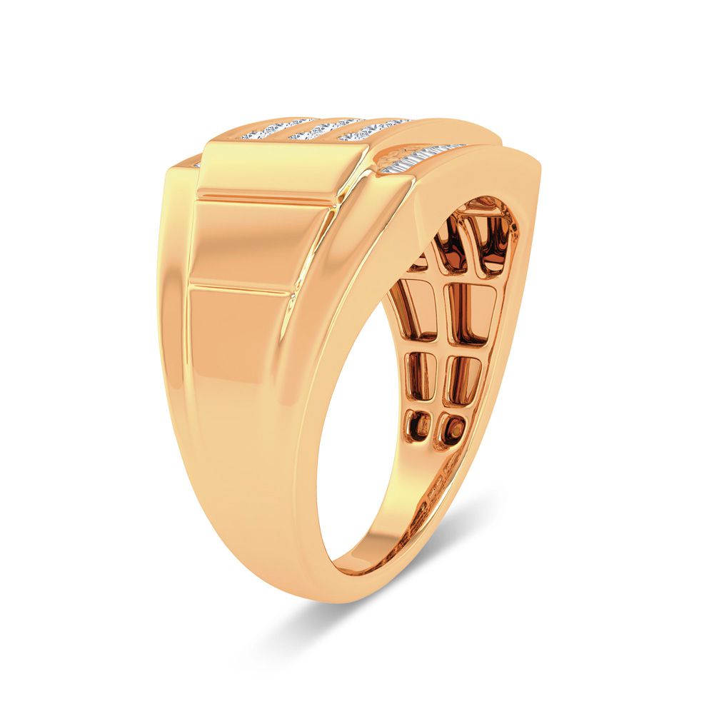 14K Yellow Gold 0.85ct Lab Diamond Mens Wedding Band