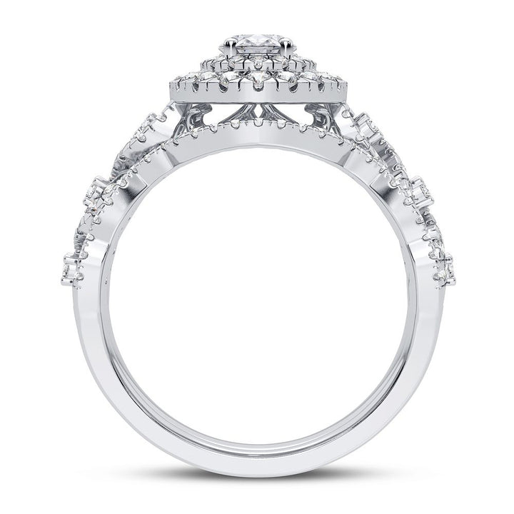 Sparkling Lab Diamond Bridal Ring in 14k White Gold