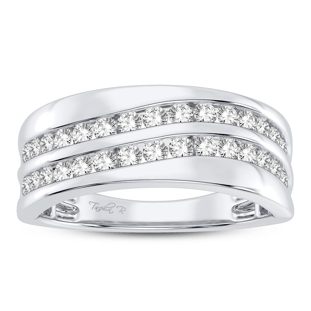 14K White Gold 1CT Lab Diamond Mens Signature Ring