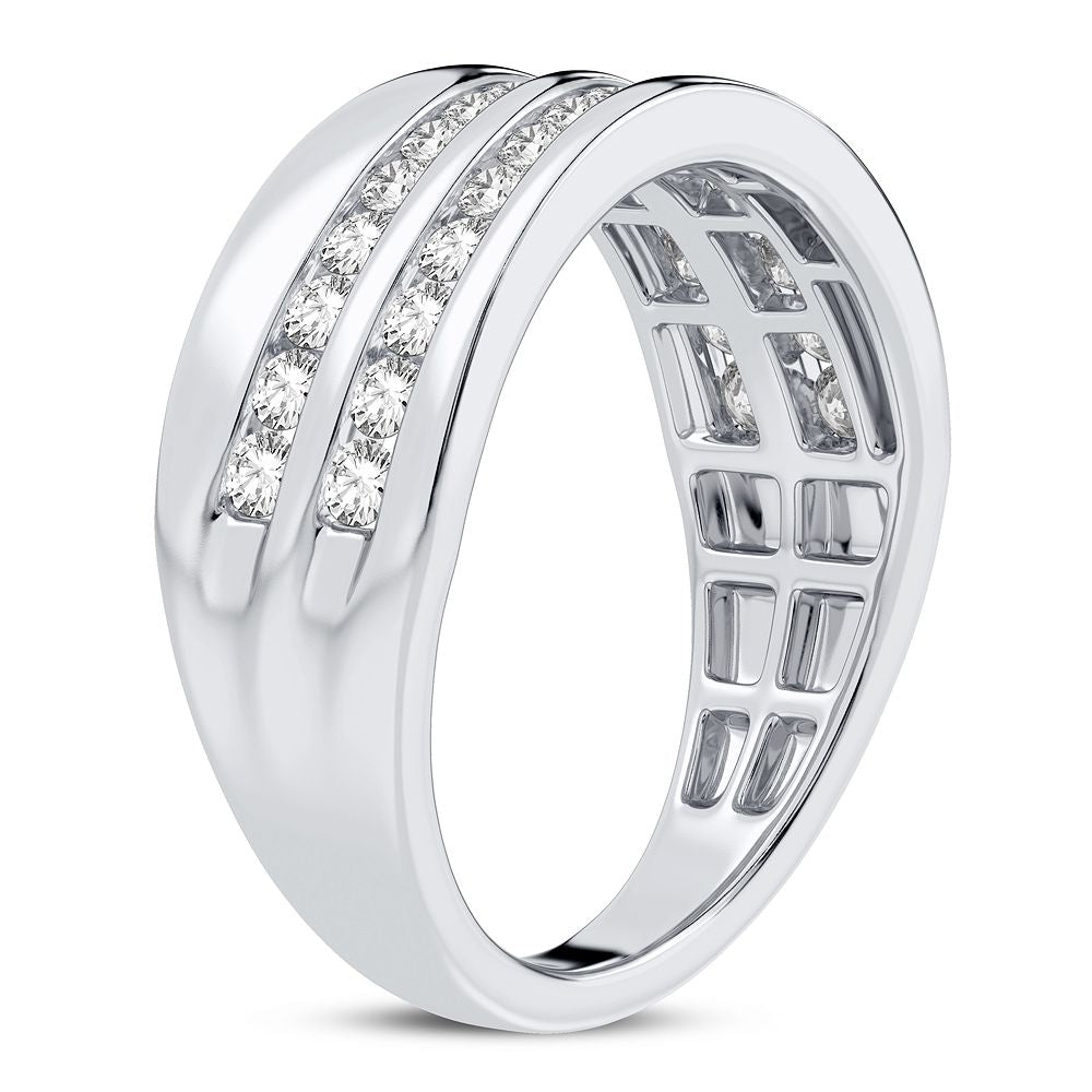 14K White Gold 1CT Lab Diamond Mens Signature Ring