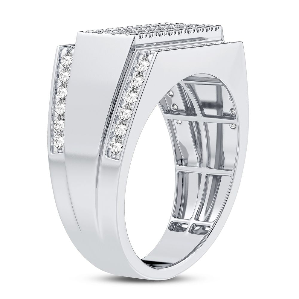 Bold 14K White Gold 1CT Lab Diamond Mens Luxury Band