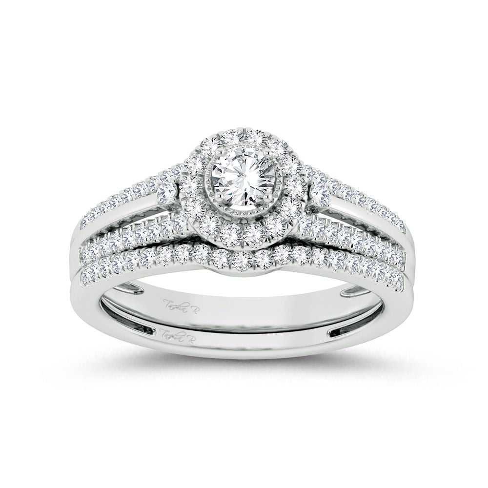 Sparkling 10k White Gold Lab Diamond Bridal Ring - 0.5ct Brilliance