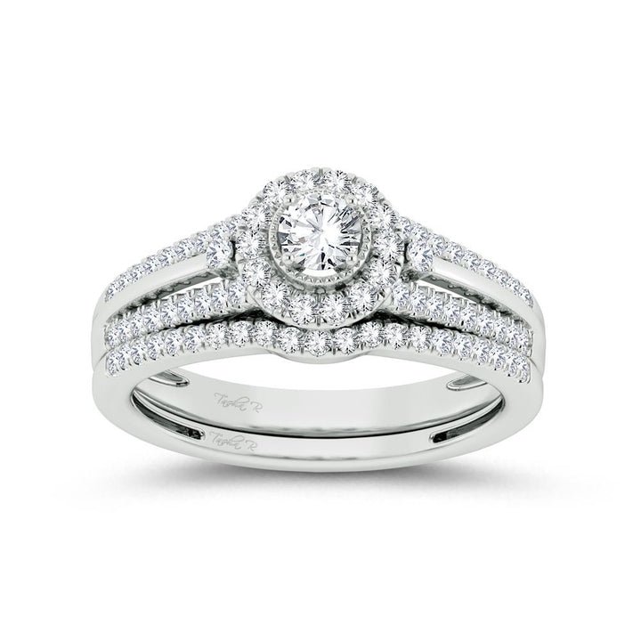 Sparkling 10k White Gold Lab Diamond Bridal Ring - 0.5ct Brilliance