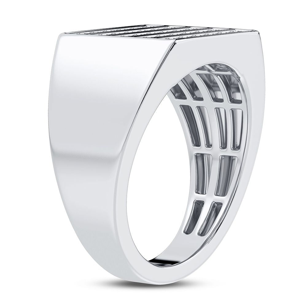 Masculine 14K White Gold 1CT Lab Diamond Mens Ring