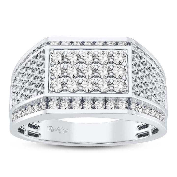 Refined 14K White Gold Lab Diamond Mens Signature Ring