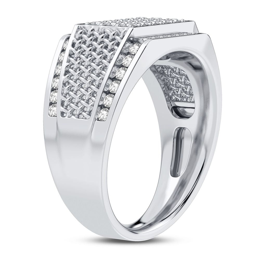 Refined 14K White Gold Lab Diamond Mens Signature Ring