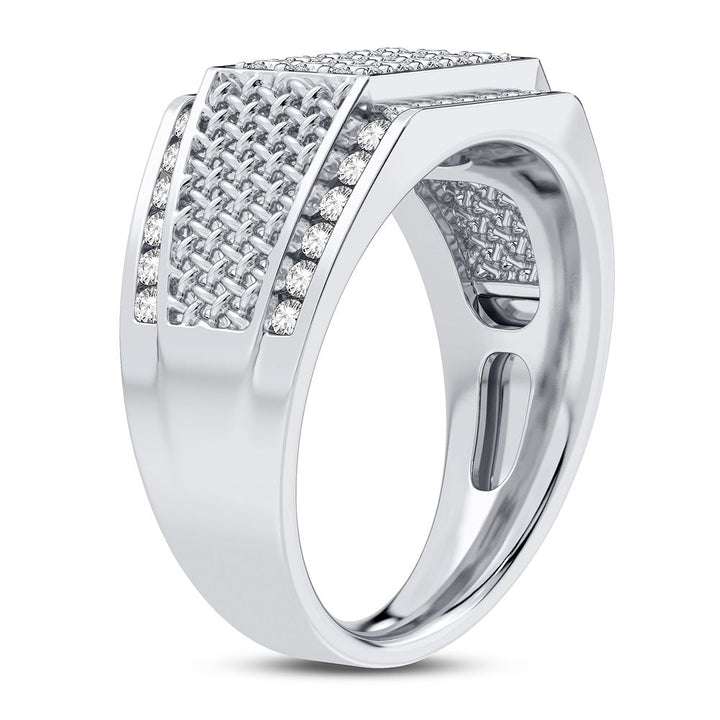 Refined 14K White Gold Lab Diamond Mens Signature Ring