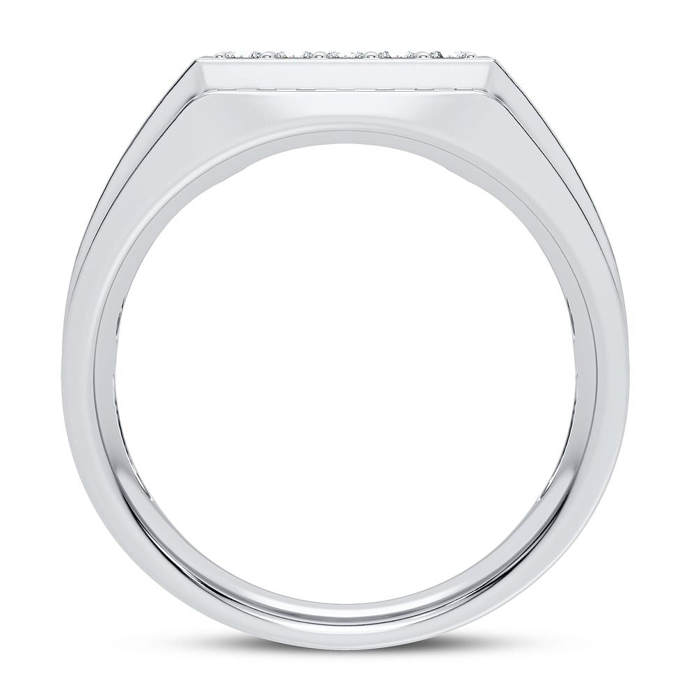 Refined 14K White Gold Lab Diamond Mens Signature Ring