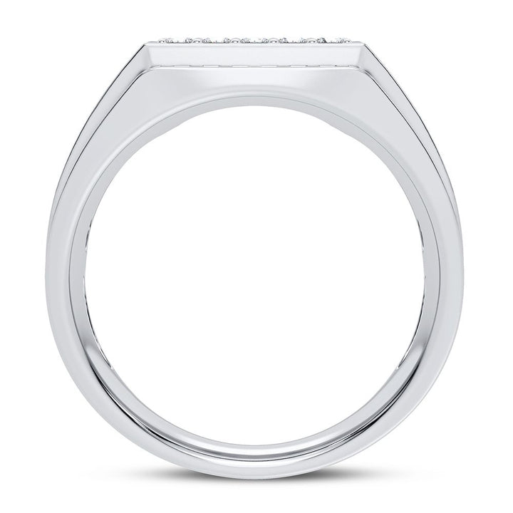 Refined 14K White Gold Lab Diamond Mens Signature Ring