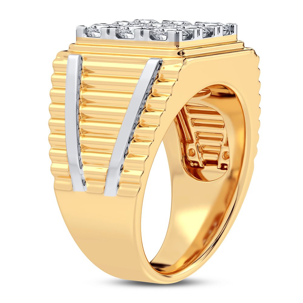 14K Yellow Gold Mens Lab Diamond Statement Ring - 2CT