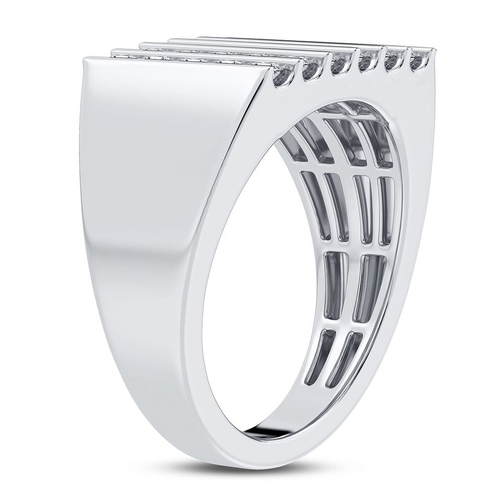 Sophisticated 14K White Gold Lab Diamond Mens Statement Ring