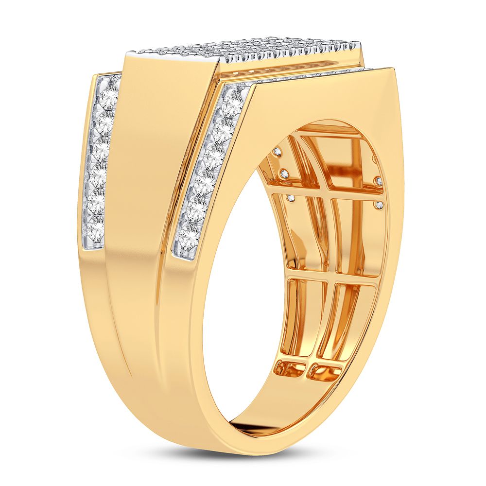 Bold 14K Yellow Gold 1CT Lab Diamond Mens Band