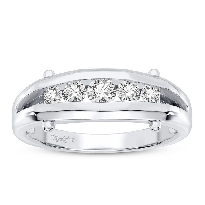 Modern 14K White Gold 0.51CT Lab Diamond Mens Band