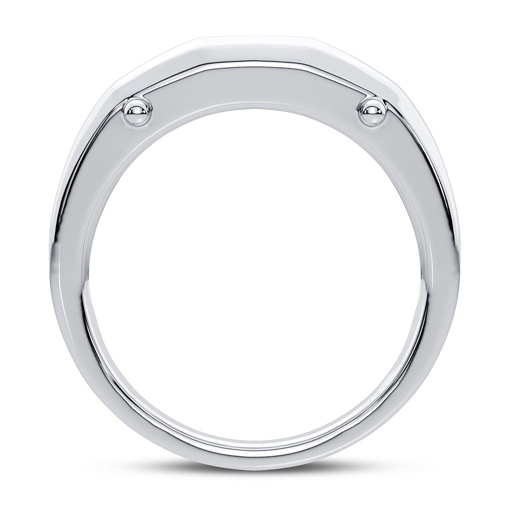 Modern 14K White Gold 0.51CT Lab Diamond Mens Band