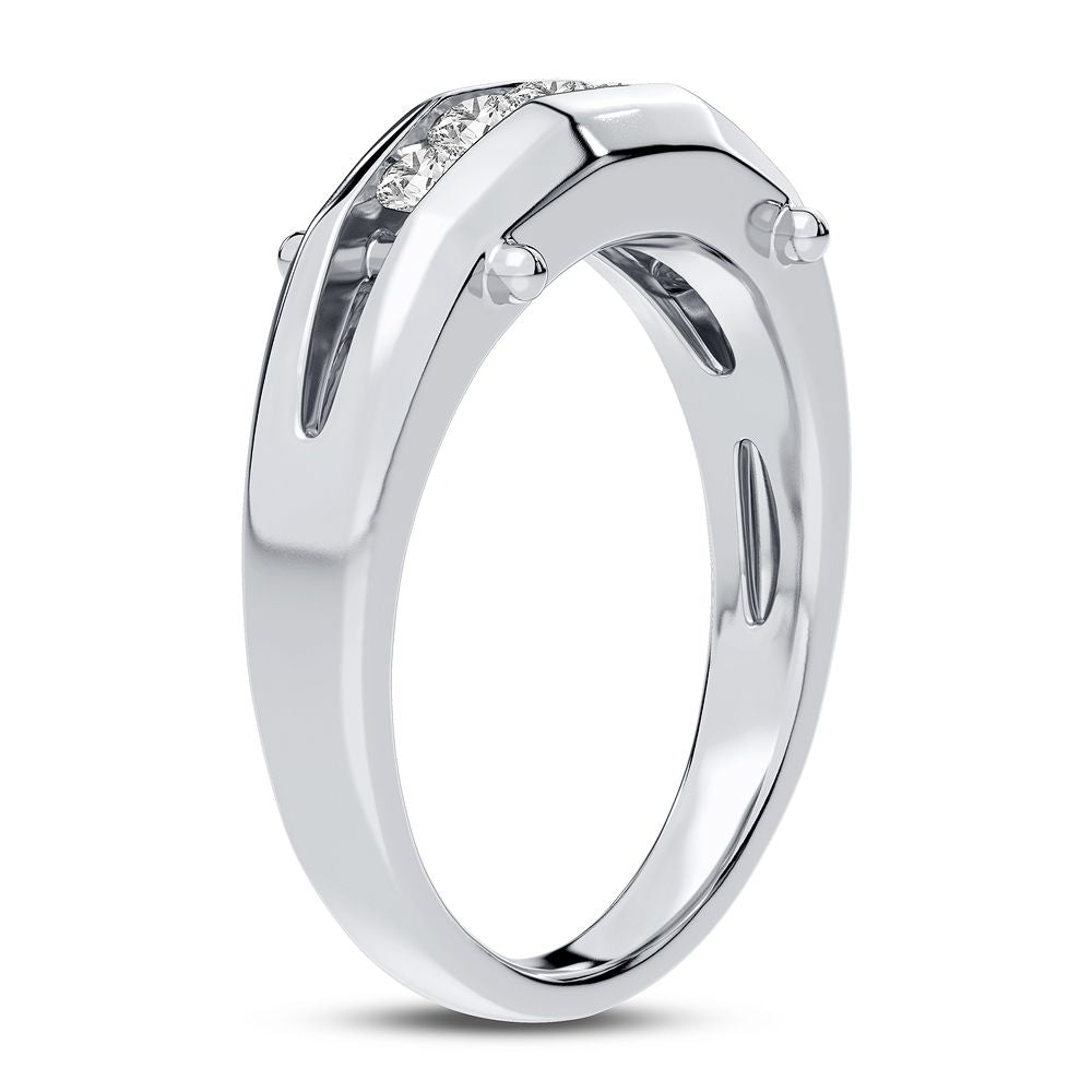 Modern 14K White Gold 0.51CT Lab Diamond Mens Band