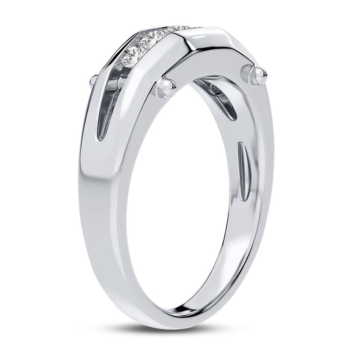 Modern 14K White Gold 0.51CT Lab Diamond Mens Band