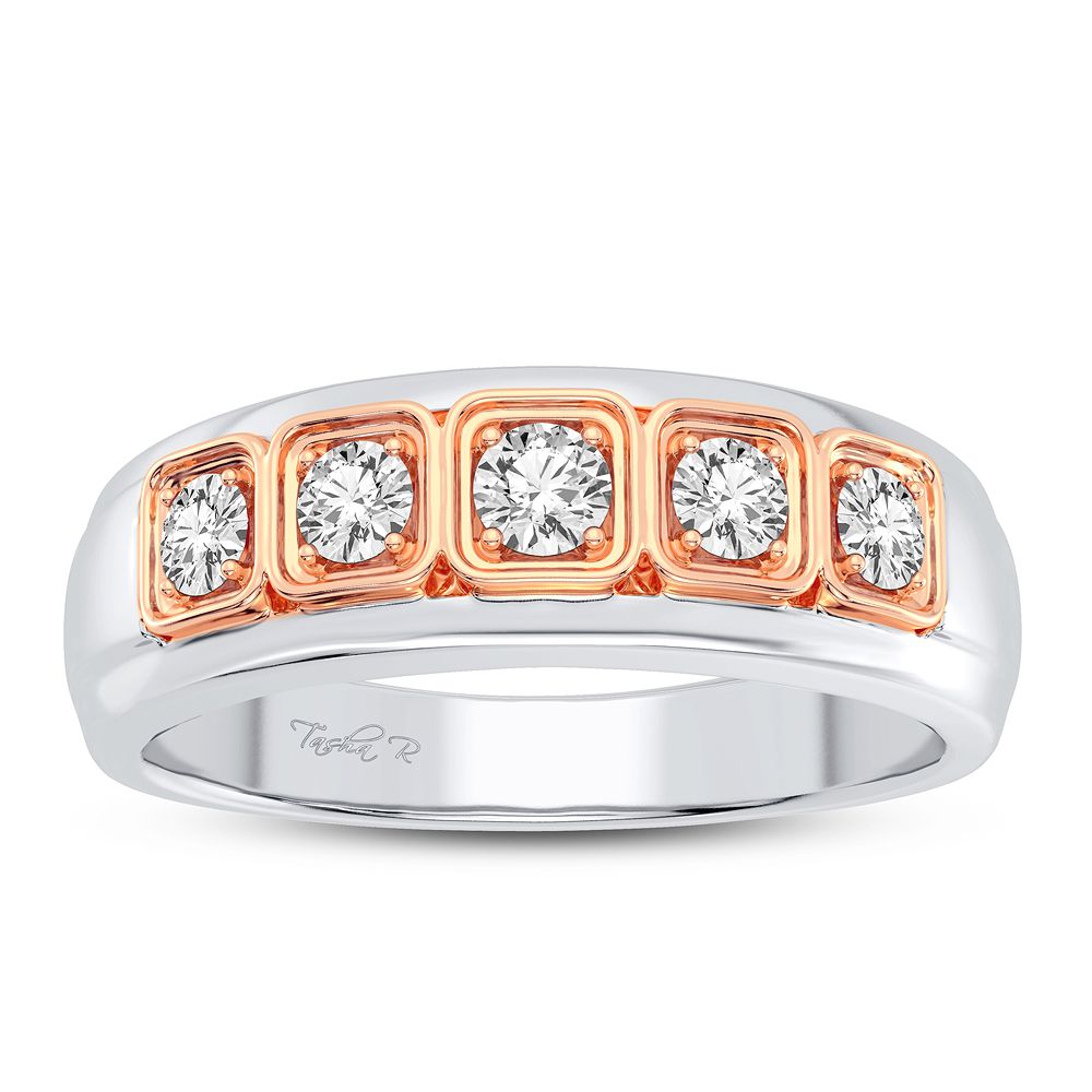 Sophisticated 14K White Gold Lab Diamond Mens Statement Ring