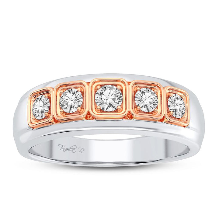 Sophisticated 14K White Gold Lab Diamond Mens Statement Ring