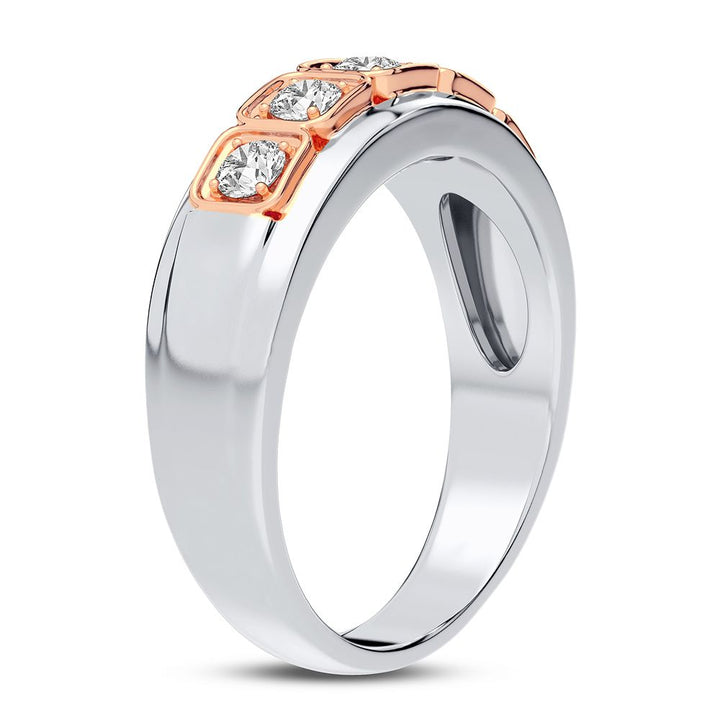Sophisticated 14K White Gold Lab Diamond Mens Statement Ring