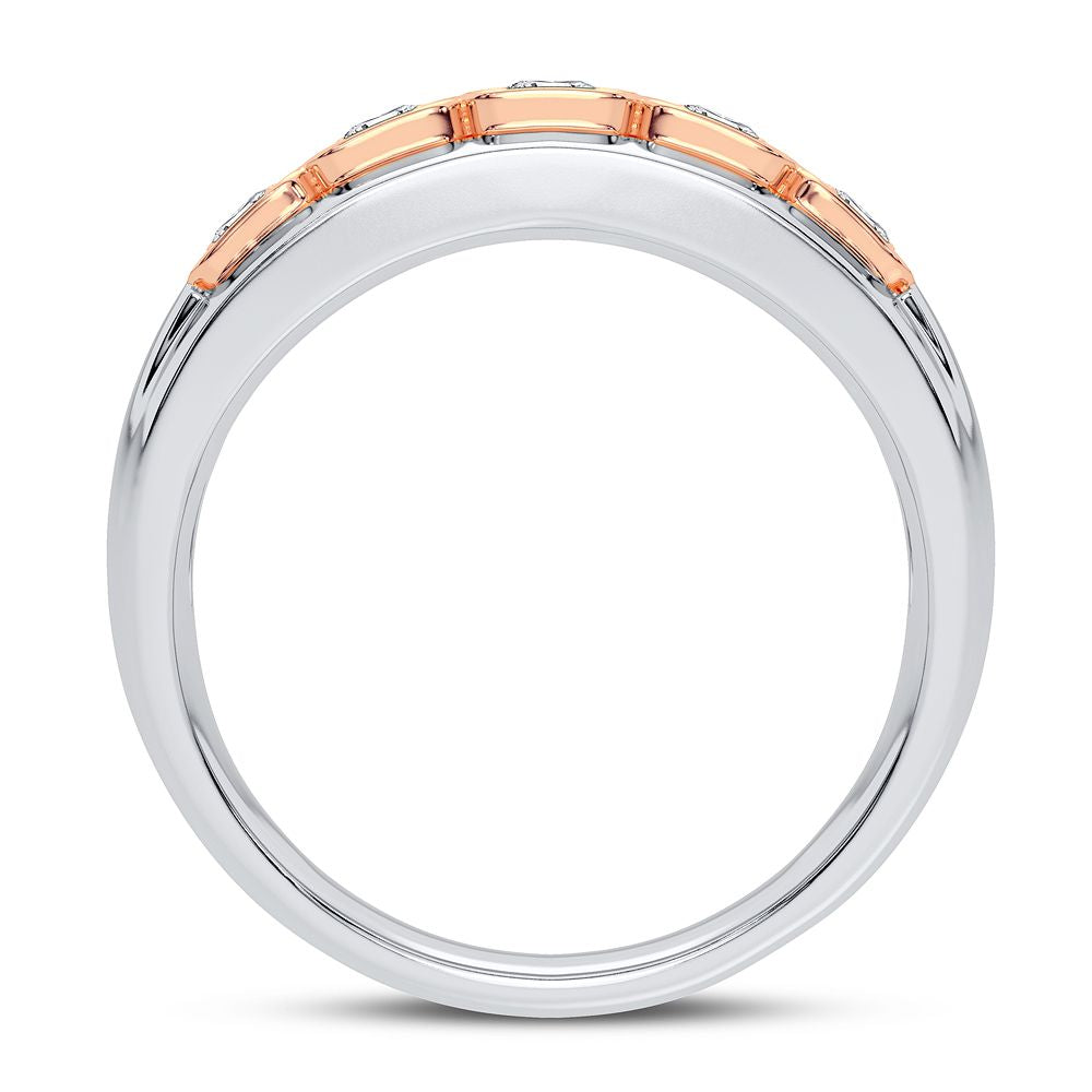 Sophisticated 14K White Gold Lab Diamond Mens Statement Ring