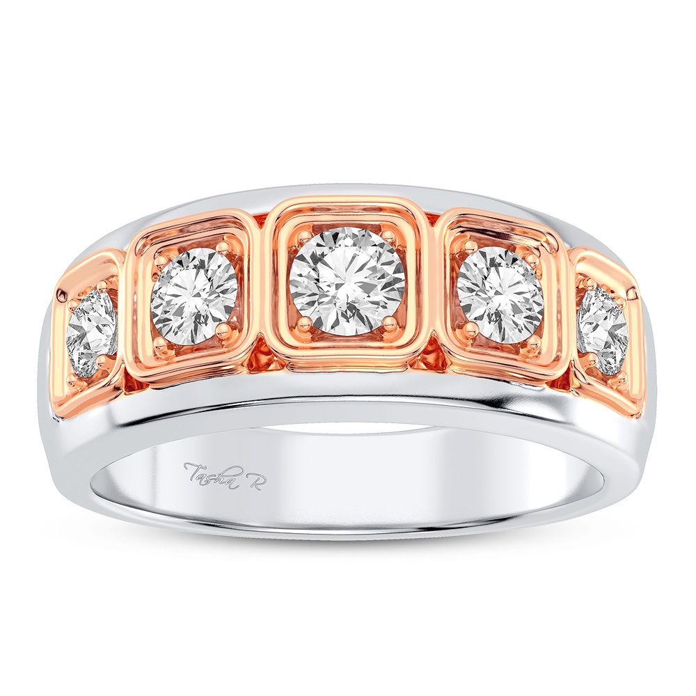 Masculine 14K White Gold 1CT Lab Diamond Mens Ring