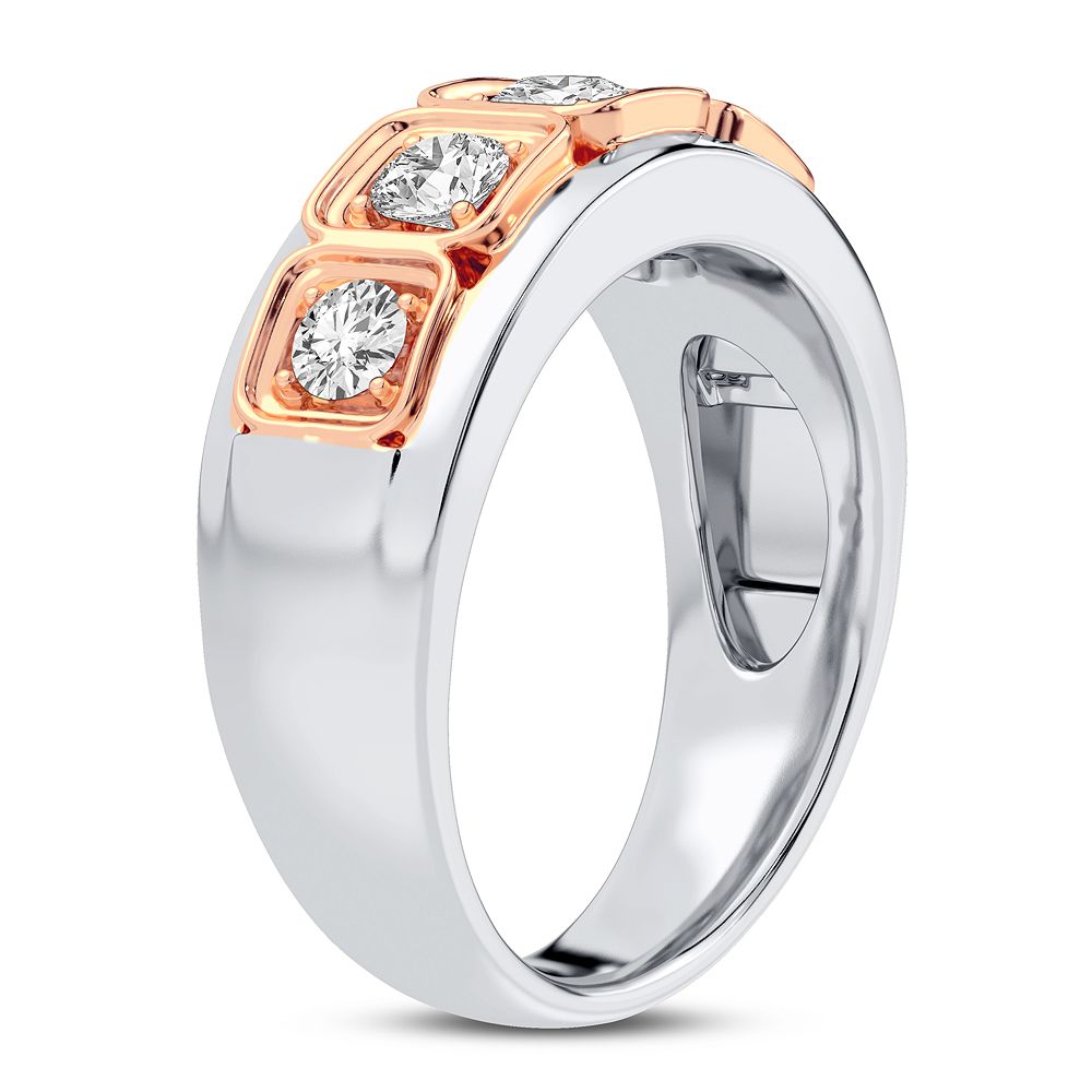 Masculine 14K White Gold 1CT Lab Diamond Mens Ring