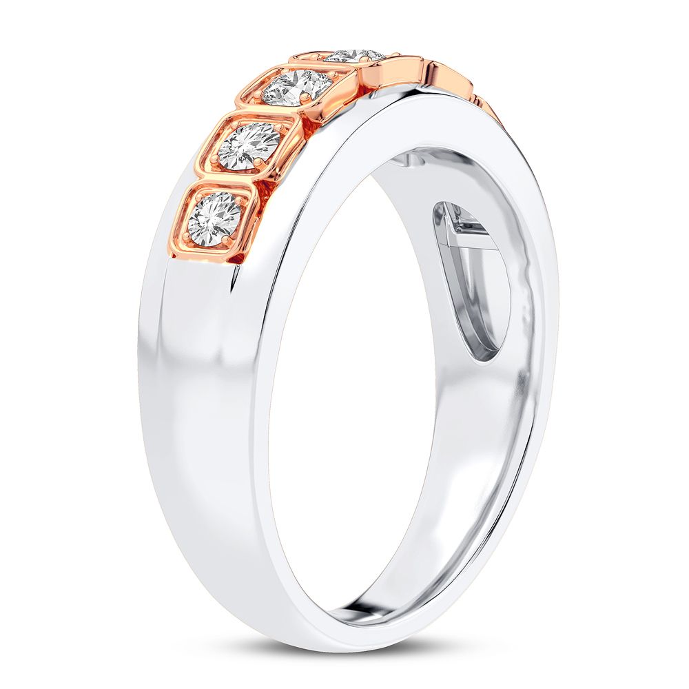 Sophisticated 14K White Gold Lab Diamond Mens Statement Ring