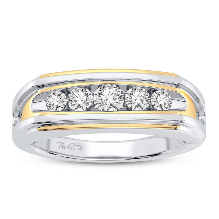 14K White Gold Lab Diamond Mens Statement Ring